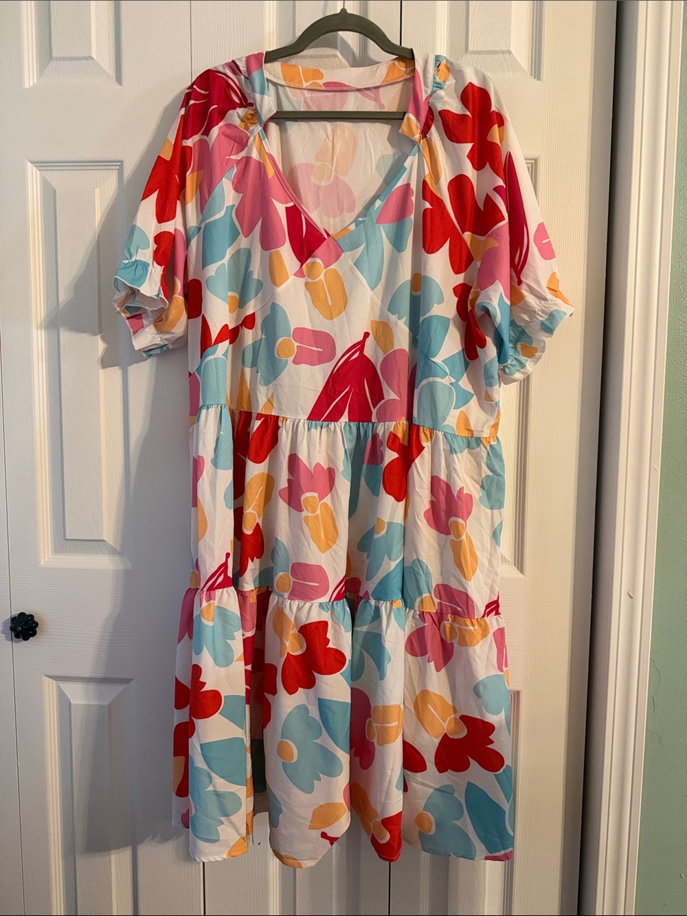 Floral Tiered V-Neck Summer Dress - Multi